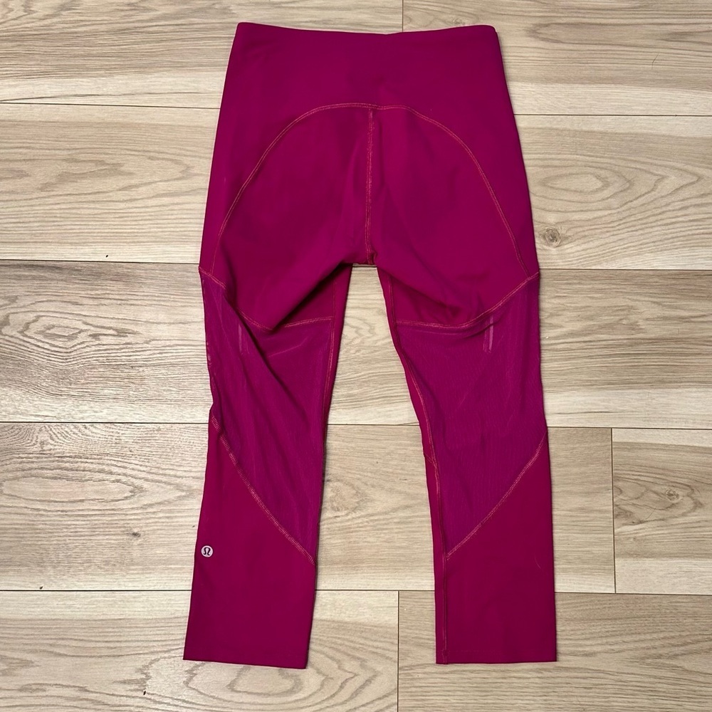 Lululemon Athletica Pink and Silver Leggings with Seam Detailing